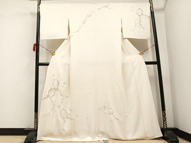 平和屋着物●訪問着　刺繍　宝尽くし　瓢箪文　金銀糸　そめの近江謹製　正絹　逸品　AABB5105ph