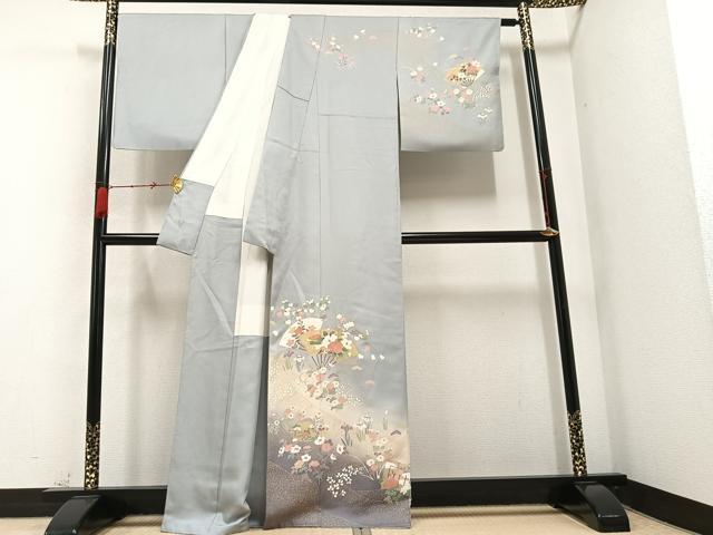 平和屋着物○訪問着 草花文 暈し染め 正絹 逸品 CAAZ8333vf 平和屋