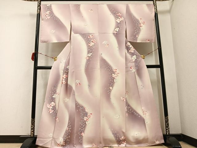 平和屋着物●上質な小紋　舞花文　暈し染め　正絹　逸品　AABB5152ph