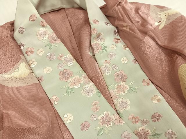 平和屋着物○長襦袢 無双仕立て 月 兎 半衿刺繍 正絹 逸品 AABB5156ph