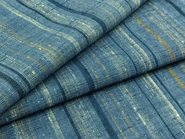 平和屋着物▽上質な紬　単衣　縞　正絹　逸品　AABB5207jh