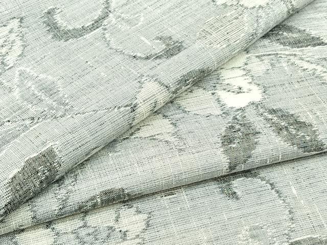 平和屋着物▽上質な紬　単衣　草花文　正絹　逸品　AABB5210jh