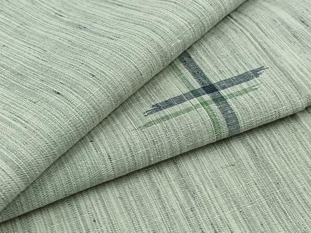 平和屋着物▽上質な紬　単衣　赤城生織　越乃絣　反端付き　正絹　逸品　AABB5218jh