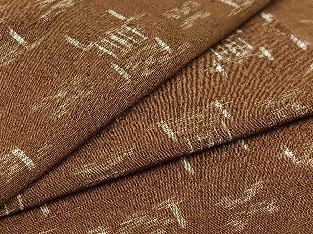 平和屋着物▽上質な紬　単衣　絣柄　正絹　逸品　AABB5224jh
