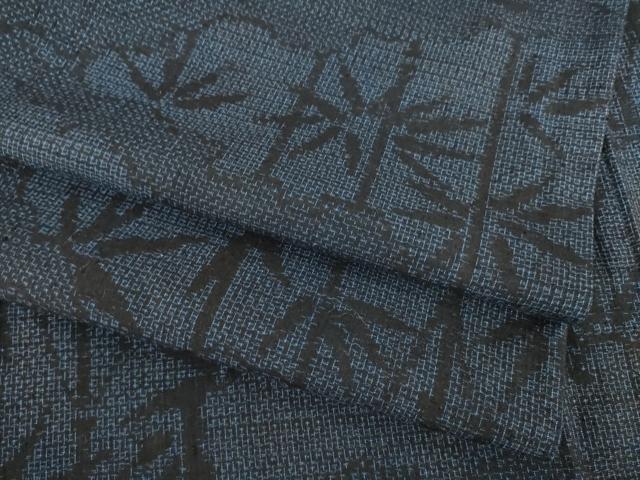 平和屋着物●結城紬　80亀甲　雲取り笹竹文　やまと誂製　正絹　逸品　AABB5402ck