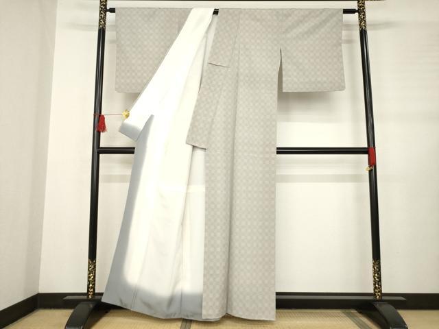 平和屋着物○本塩沢 110亀甲 市松文 正絹 逸品 AABB5473ck