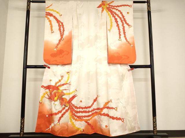 平和屋着物∵女の子　十三参り　子供　祝着　駒刺繍　鳳凰文　金彩　正絹　逸品　AABB5576ja