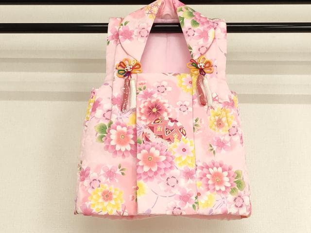 平和屋着物[]七五三　女の子　３歳　祝着　三つ身　長襦袢(単衣)・被布・小物セット　花手毬文　暈し染め　金彩　未使用　AABB5787ja_6