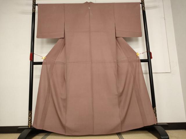 平和屋着物＊夏物　色無地　絽　蘇芳香色　正絹　逸品　AABB5859st