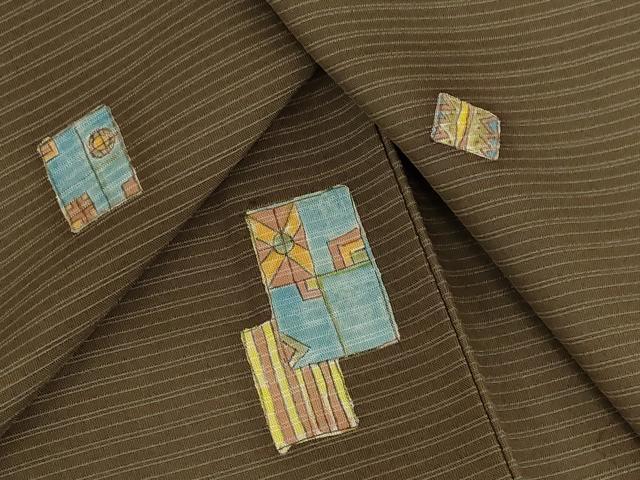 平和屋着物＊夏物　小紋　紗　色紙重ね文　ロング丈　正絹　逸品　AABB5868st