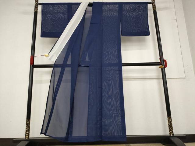 平和屋着物＊夏物　色無地　絽　留紺色　洗える着物　AABB5884st_1