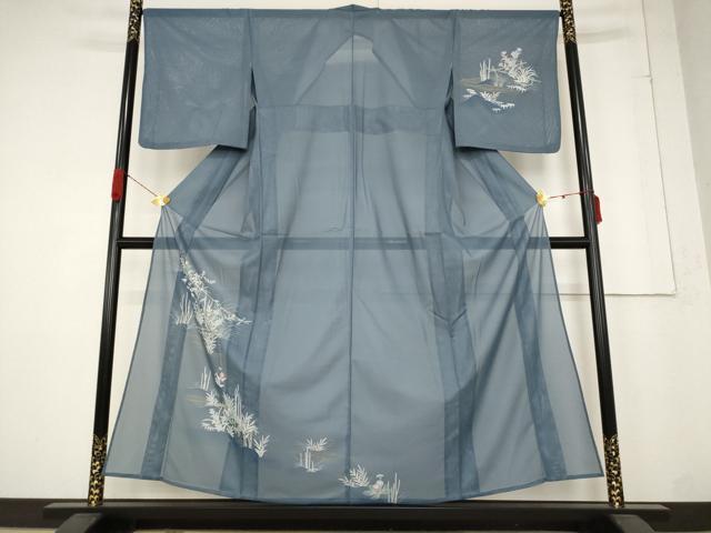 平和屋着物＊夏物　訪問着　絽　流水草花文　洗える着物　AABB5891st