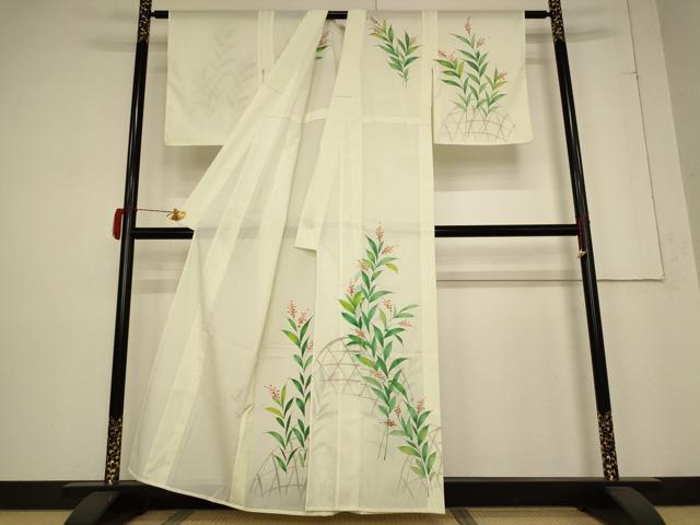平和屋着物＊夏物　訪問着　絽　草花文　洗える着物　未使用　AABB5892st_1