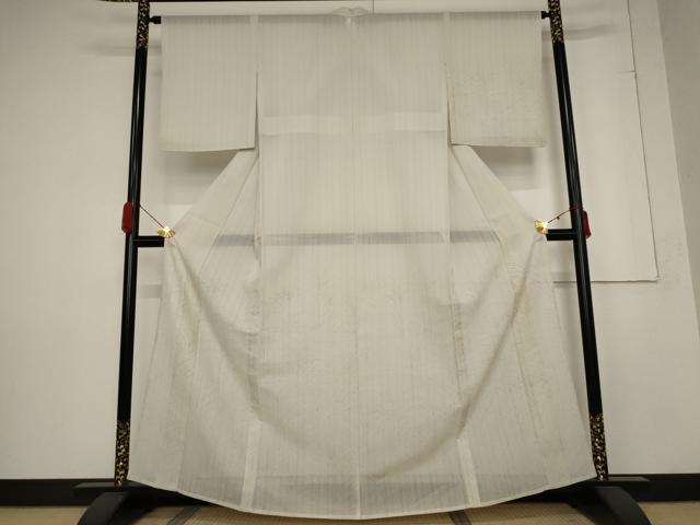 平和屋着物＊夏物　訪問着　縦絽　枝葉文　洗える着物　AABB5907st