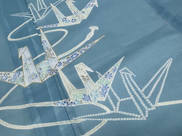 平和屋着物＊夏物 訪問着 絽 折り鶴 金彩 洗える着物 AABB5910st