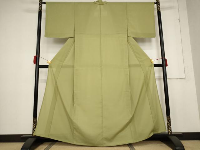 平和屋着物＊夏物　色無地　絽　青朽葉色　洗える着物　未使用　AABB5911st