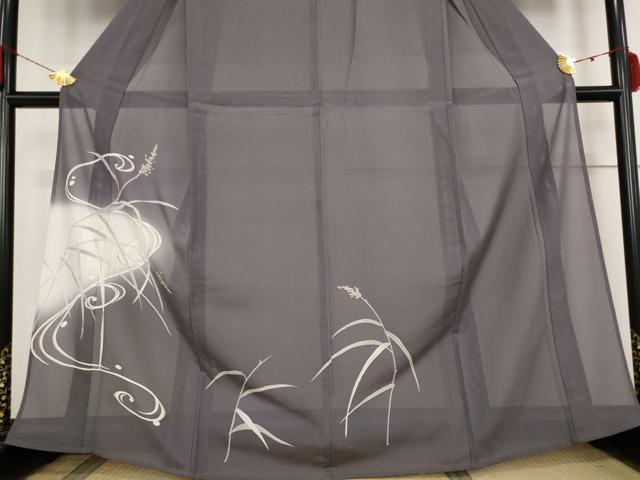 平和屋着物＊夏物　訪問着　絽　草花文　暈し染め　金彩　反端付き　正絹　逸品　AABB5929st 平和屋着物＊夏物 訪問着 絽 草花文 暈し染め 金彩 反端付き 正絹 逸品