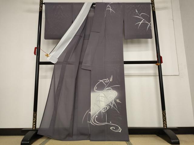 平和屋着物＊夏物　訪問着　絽　草花文　暈し染め　金彩　反端付き　正絹　逸品　AABB5929st 平和屋着物＊夏物 訪問着 絽 草花文 暈し染め 金彩 反端付き 正絹 逸品