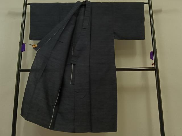 平和屋着物▽男性　紬　単衣　留紺色　正絹　逸品　AABB6222jh 平和屋着物▽男性 紬 単衣 留紺色 正絹 逸品 AABB6222jh