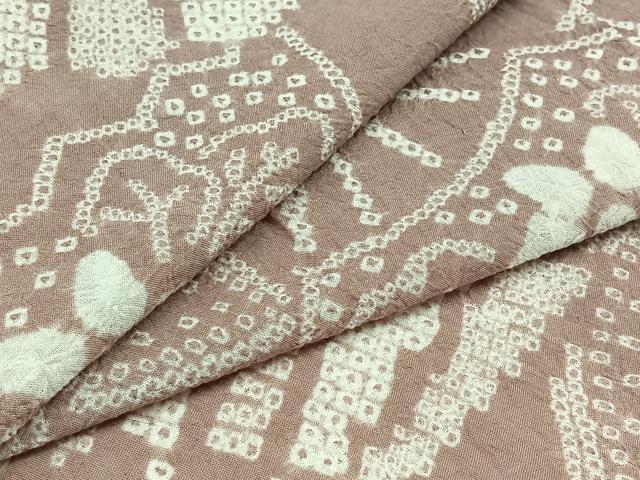 平和屋着物▽上質な小紋　単衣　絞り　扇面花文　正絹　逸品　AABB6224jh