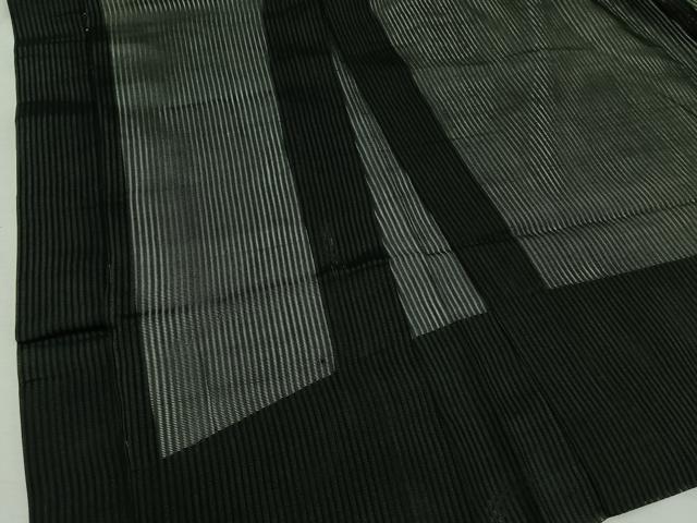 平和屋着物▽男性 羽織 スリーシーズン 春夏秋 塵除け 縞 黒色 正絹