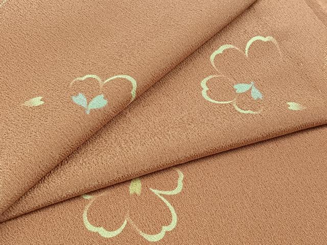 平和屋着物▽小紋　単衣　舞桜文　洗える着物　AABB6237jh