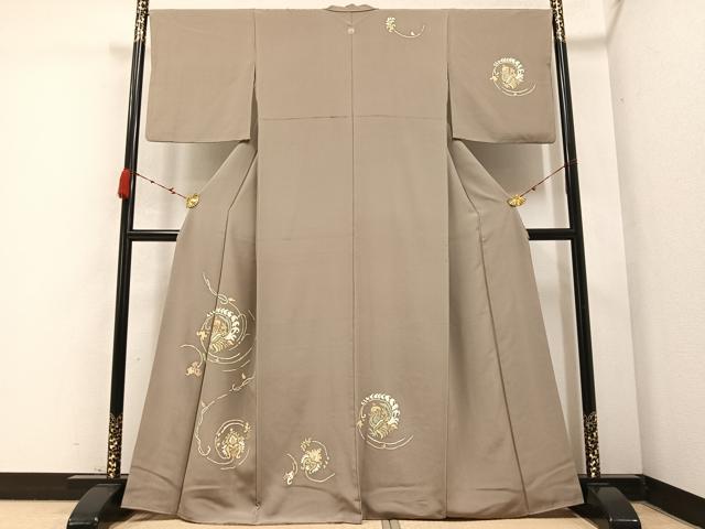 平和屋着物●訪問着　駒刺繍　鳳凰更紗文　金彩　正絹　逸品　AABB6262ph