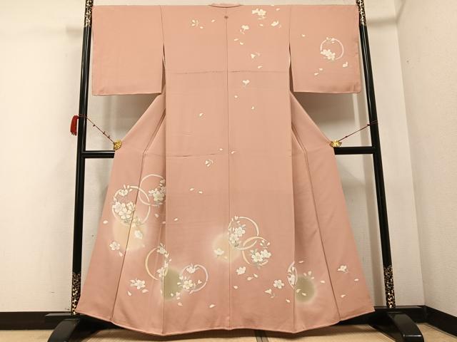 平和屋着物●訪問着　駒刺繍　枝桜文　暈し染め　金彩　正絹　逸品　AABB6285ph