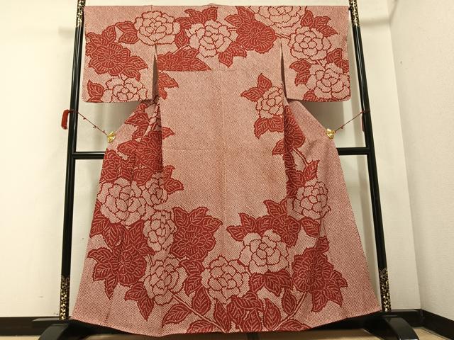 平和屋着物●訪問着　絞り　牡丹　正絹　逸品　AABB6291ph