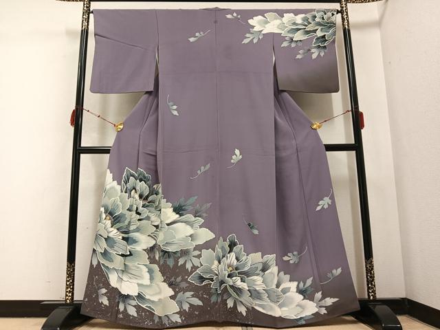 平和屋着物●訪問着　牡丹　暈し染め　銀彩　正絹　逸品　AABB6311ph