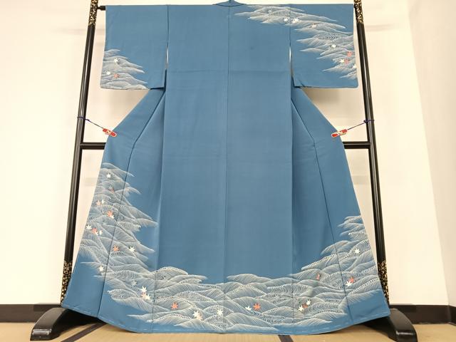 平和屋着物●訪問着　竜田川　金糸　正絹　逸品　AABB6326zg