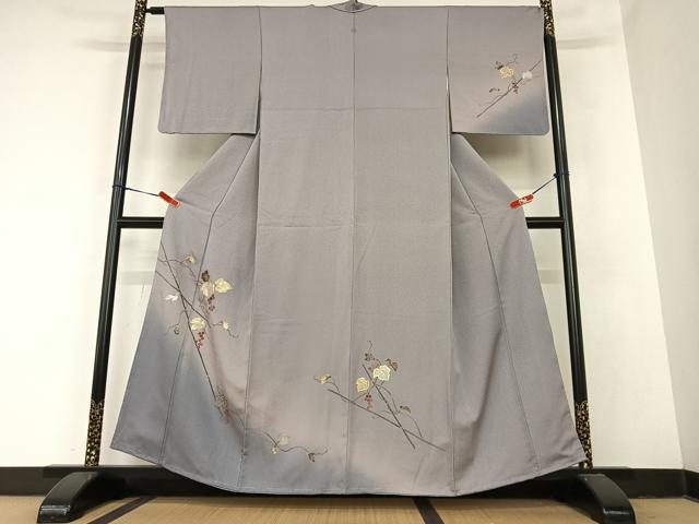 平和屋着物●訪問着　竹屋町刺繍　スグリ　暈し染め　金彩　正絹　逸品　未使用　AABB6330zg