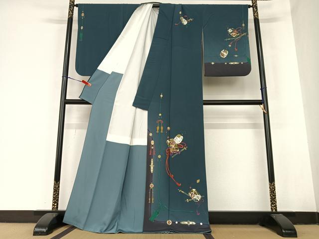 平和屋着物●訪問着　印籠花鳥文　暈し染め　金彩　正絹　逸品　AABB6334zg 平和屋着物○訪問着 印籠花鳥文 暈し染め 金彩 正絹 逸品 AABB6334zg