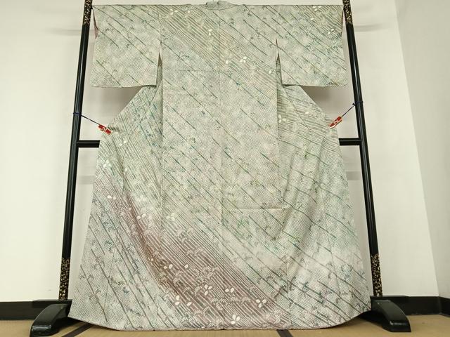 平和屋着物●訪問着　絞り　舞花文　正絹　逸品　AABB6342zg