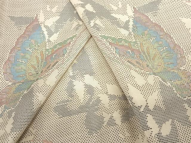 平和屋着物●本場大島紬　白大島　カタス7マルキ　舞蝶文　正絹　逸品　AABB6345zg