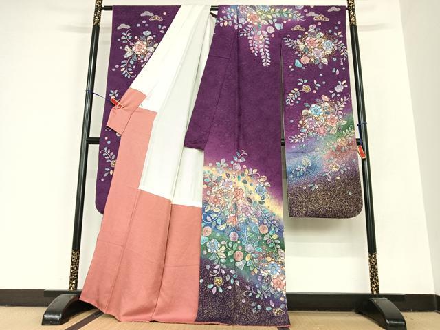 平和屋着物○豪華振袖 辻が花 絞り 暈し染め 金彩 正絹 逸品 AABB6367zg