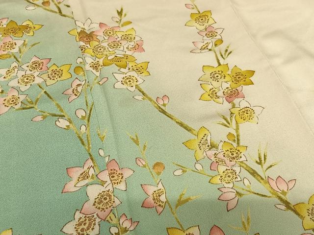 平和屋着物●訪問着　手描き　枝花文　金彩　正絹　逸品　AABB6389zg 平和屋着物○訪問着 手描き 枝花文 金彩 正絹 逸品 AABB6389zg 付け下げ