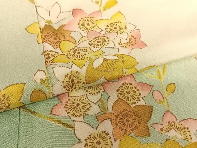 平和屋着物○訪問着 手描き 枝花文 金彩 正絹 逸品 AABB6389zg 付け下げ