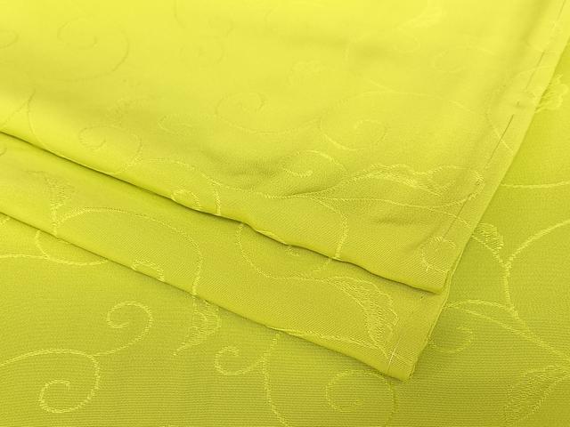 平和屋着物●上質な色無地　唐草地紋　抹茶色　証紙付き　正絹　逸品　AABB6413zg