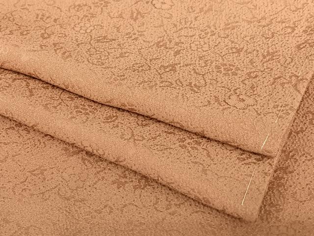 平和屋着物●上質な色無地　花唐草地紋　蘇芳香色　正絹　逸品　未使用　AABB6420zg