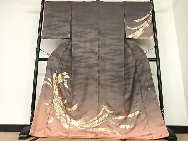 平和屋着物●金彩友禅　卓越技能者・名工・和田光正　訪問着　束ね熨斗花文　暈し染め　金彩　ロング丈　正絹　逸品　AABB6424zg