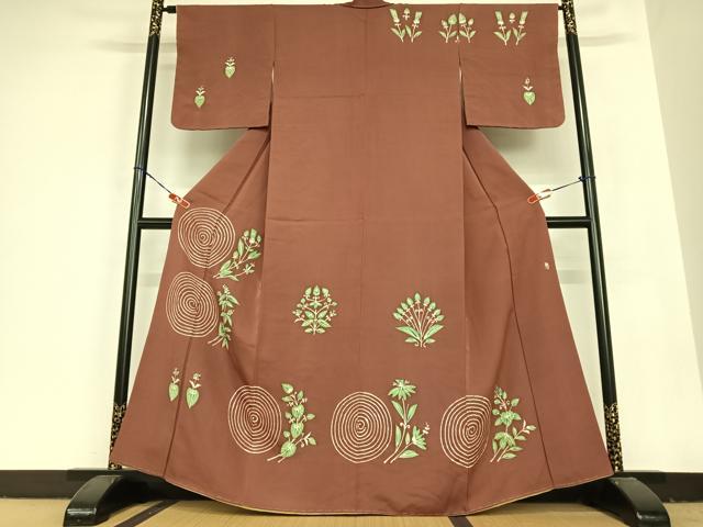 平和屋着物●日展審査員　春日井秀雄　訪問着　ろうけつ染　草花文　渦巻　正絹　逸品　未使用　AABB6439zg