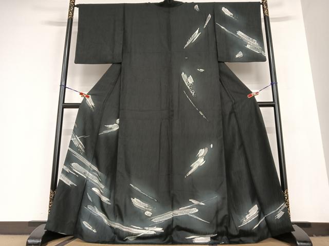 平和屋着物●小堀三千尋　上の精　訪問着　一珍染め　黒地　やまと金ラベル　正絹　逸品　AABB6443zg