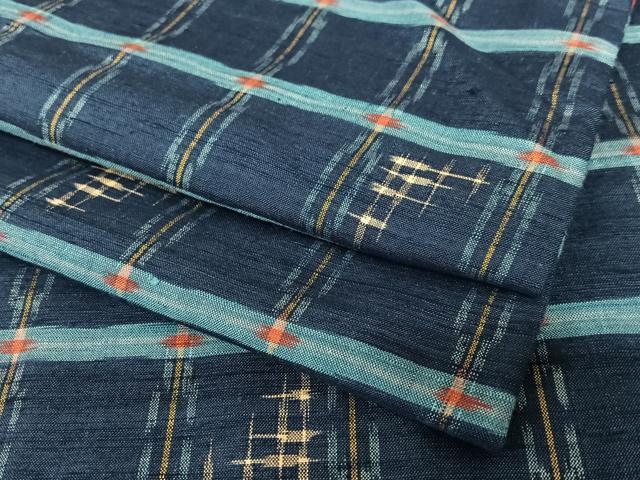 平和屋着物●上質な紬　格子　正絹　逸品　AABB6449zg