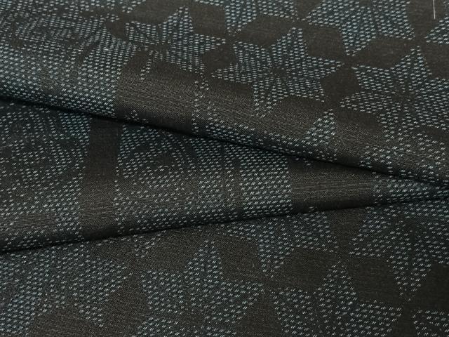 平和屋着物●上質な紬　草花間道　麻の葉文様　正絹　逸品　未使用　AABB6461zg