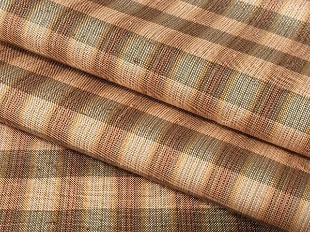 平和屋着物●上質な紬　格子　正絹　逸品　AABB6462zg