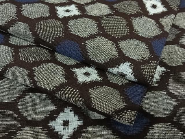 平和屋着物●久留米絣　単衣　菱文　綿　逸品　AABB6468zg