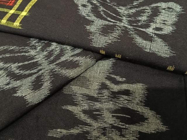 平和屋着物●久留米絣　単衣　舞蝶文　綿　逸品　AABB6469zg