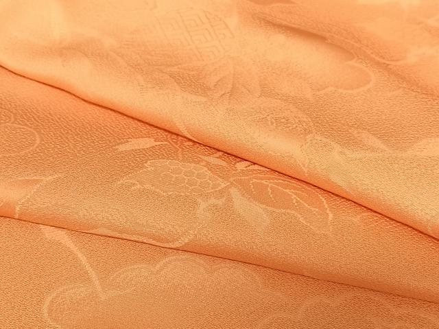 平和屋着物●上質な色無地　草花地紋　鉛丹色　暈し染め　正絹　逸品　未使用　AABB6477zg