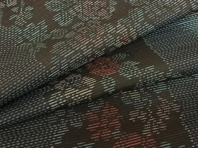 平和屋着物●本場大島紬　草花間道　正絹　逸品　AABB6485zg